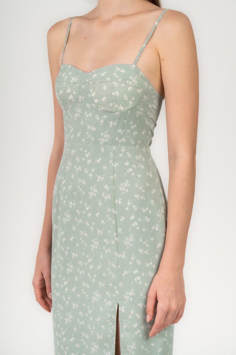 Penelope High Slit Dress- Sage - ShopperBoard