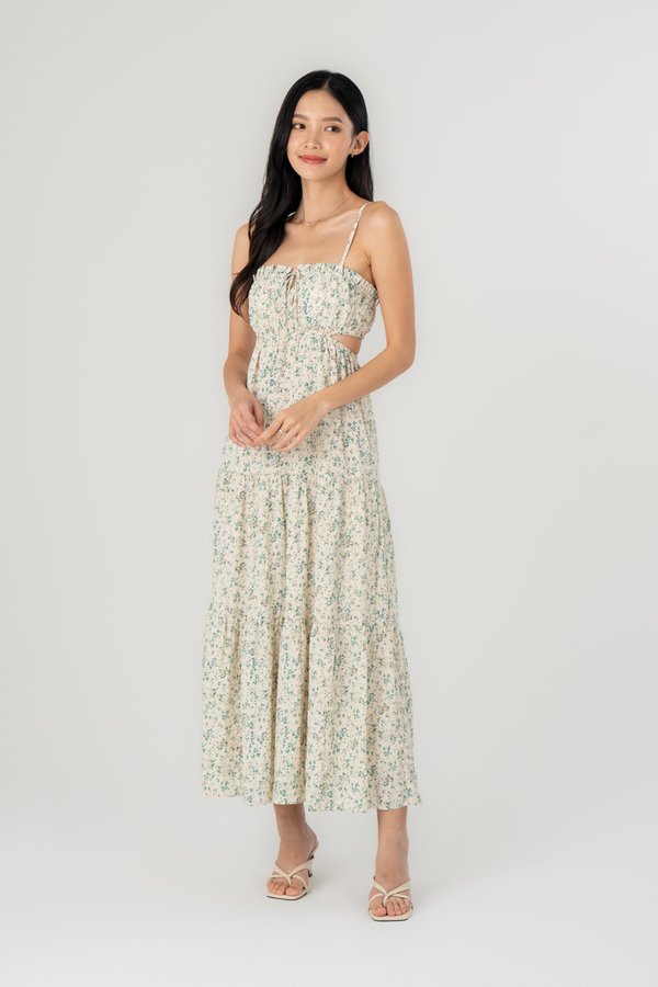 Athena Dress in Green Floral