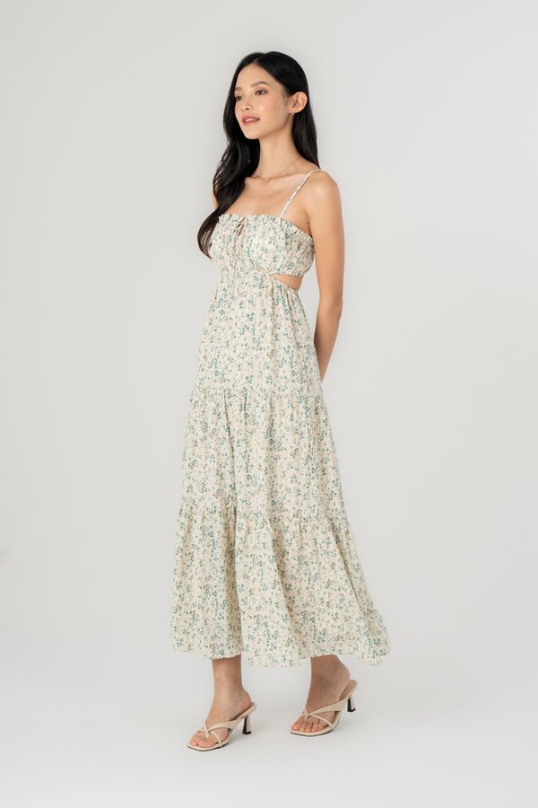 Athena Dress in Green Floral