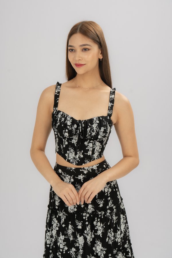 Kyozie Top in Black Floral