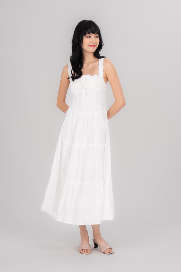 Judith Dress in White Pinstripe