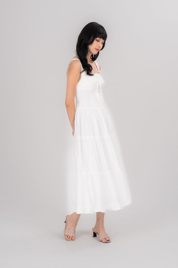 Judith Dress in White Pinstripe