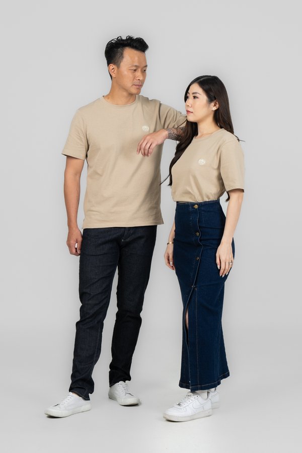 Peony Unisex Tee in Khaki