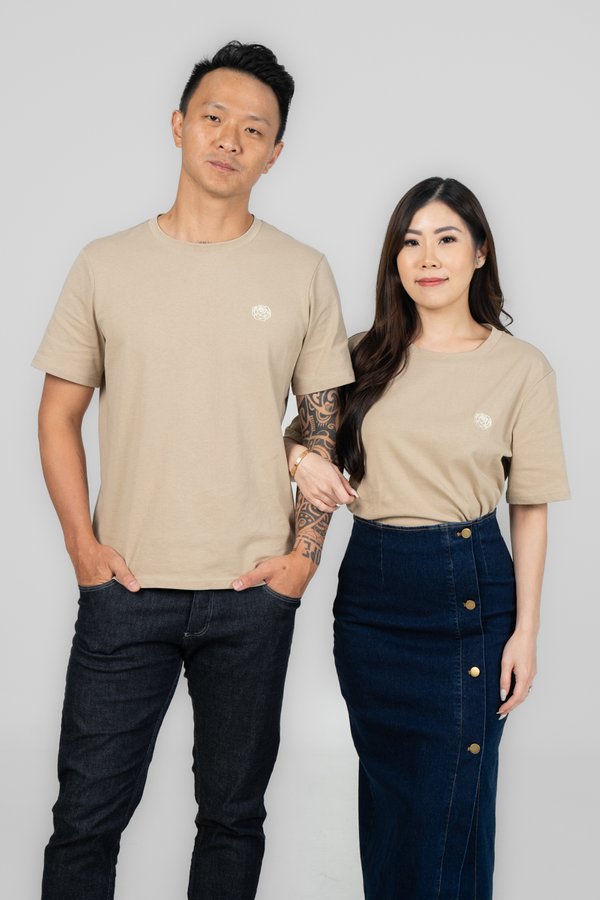 Peony Unisex Tee in Khaki