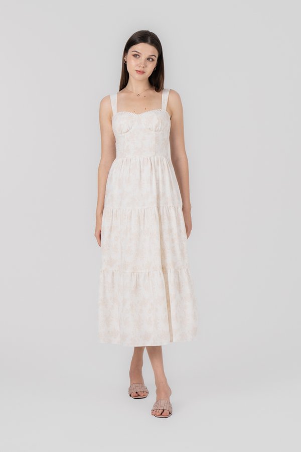 Adoncia Dress in Beige Floral