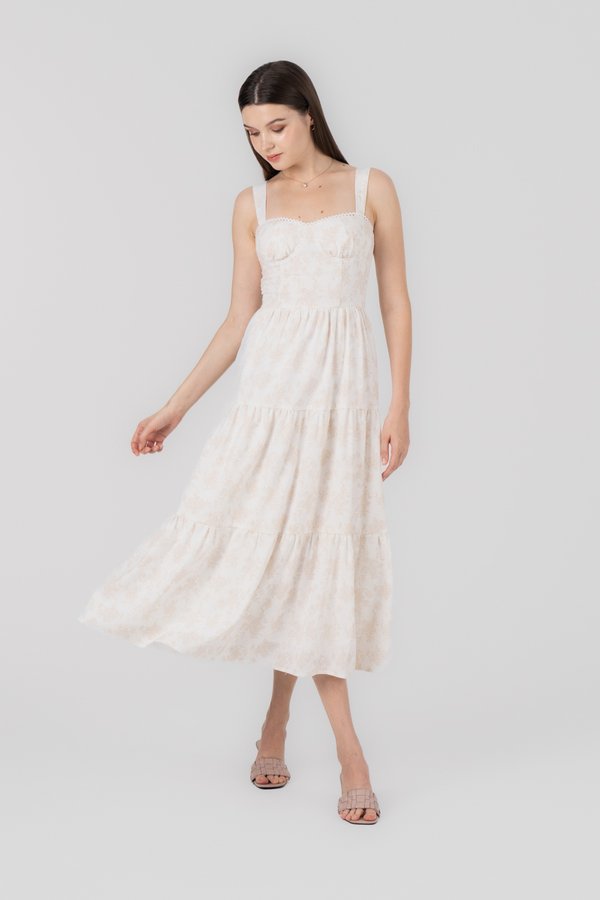 Adoncia Dress in Beige Floral