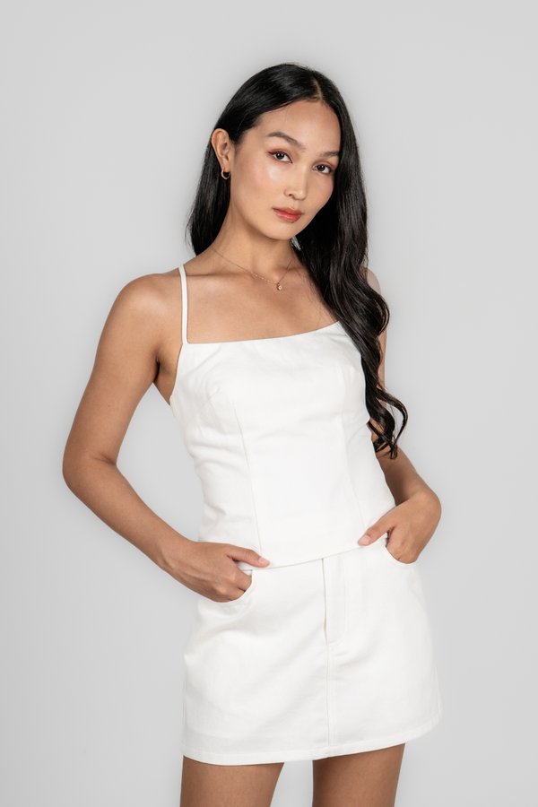 Meadow Top in White Denim