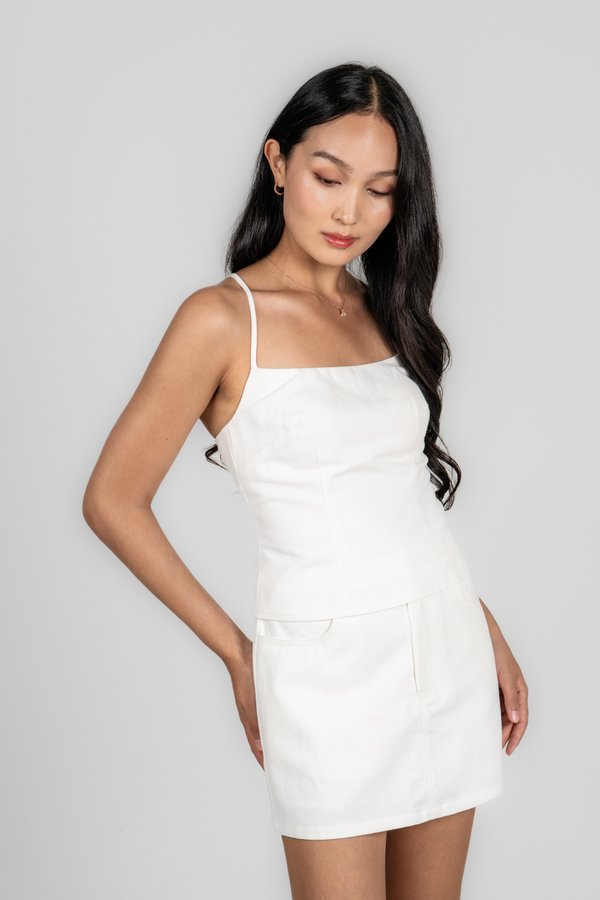 Meadow Top in White Denim