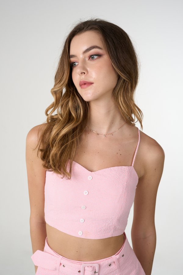 Bailey Top in Pink Gingham