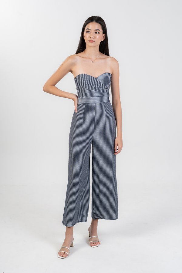 Naomi Jumpsuit in Navy Pinstripe