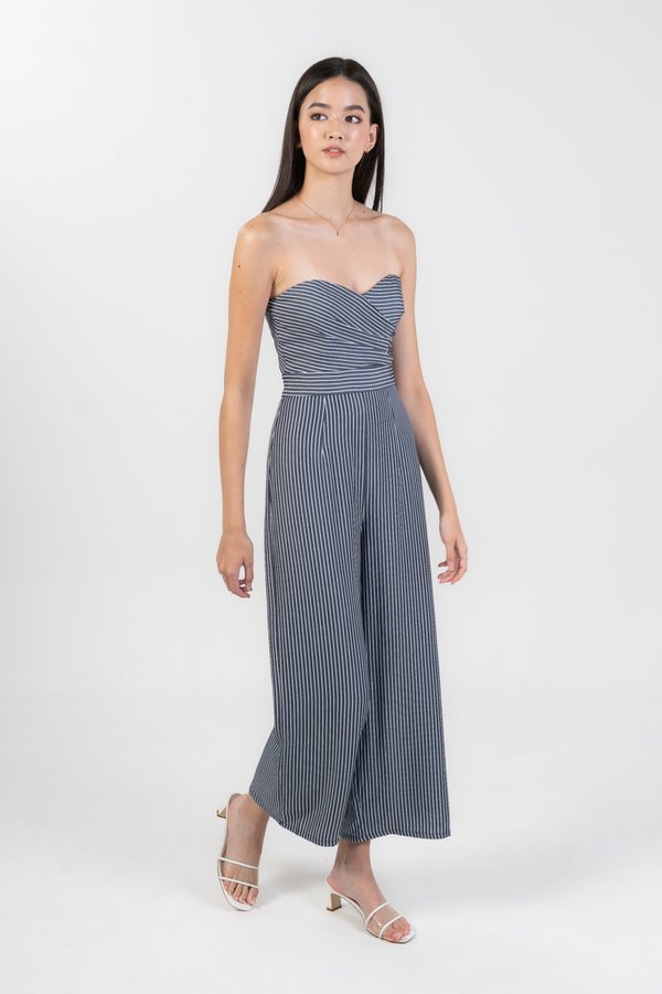 Naomi Jumpsuit in Navy Pinstripe